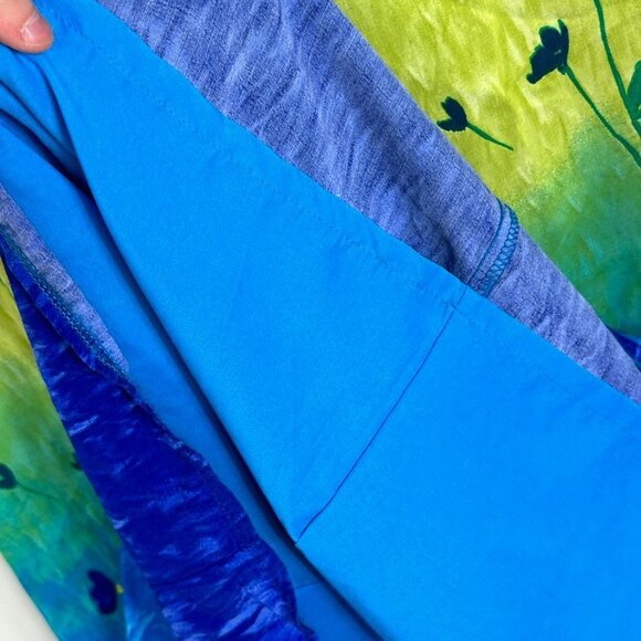 Vintage Chatcarel Bohemian Print Blue Yellow Maxi Shift Dress Size 6 Canada Made - Picture 8 of 11